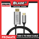 Promate Fabric Braided Cable USB-C to HDMI Cable HDMI-PD60 4k High Definition (Grey)
