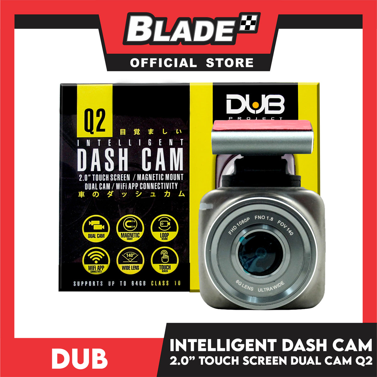 Dub Dash Cam 2.0 Touchscreen Dual Cam Full HD 1080p Q2