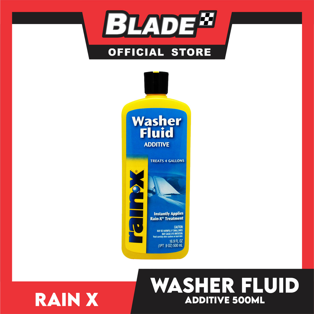 Rain-X Car Windshield Washer Fluid Additive 500ml Treats 4 Gallons, Instantly Applies Treatment