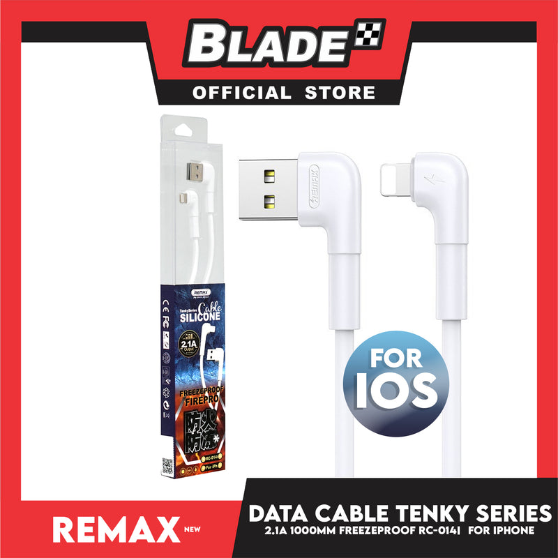 Remax Data Cable Tenky Series Silicone Cable 2.1A 1000mm RC-014i for iPhone (White) Compatible with iPhone Xs Max/XR/X/8/8 Plus/7/7+/6/6S Plus/5S/5 & iPad Series