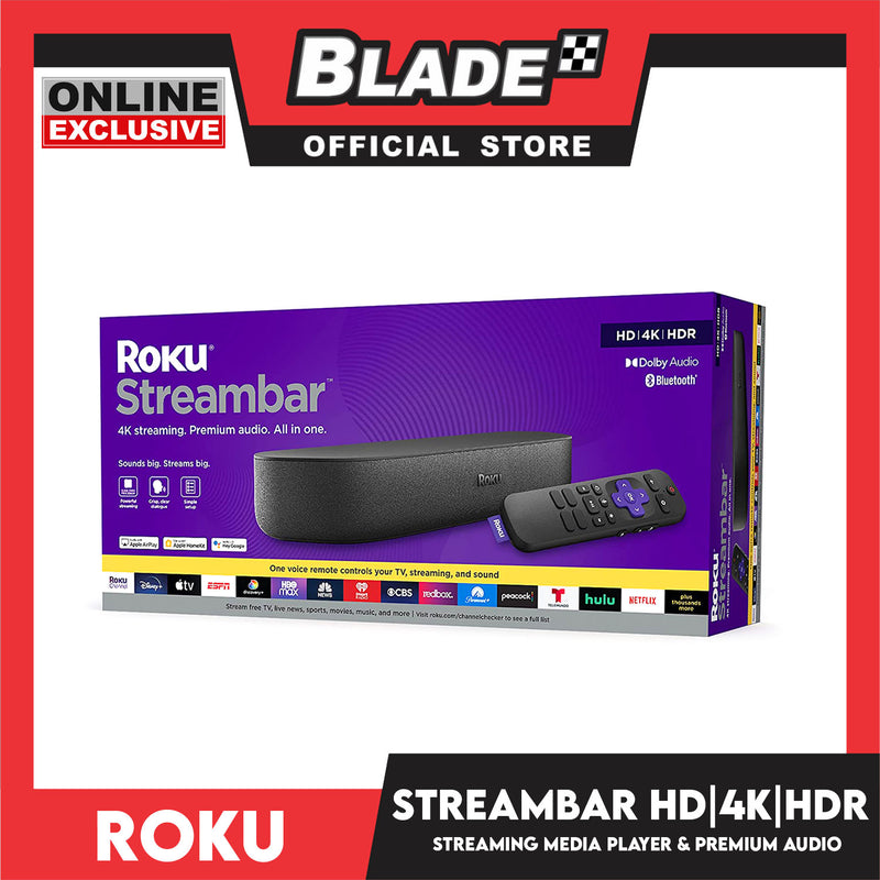 Roku Streambar HD, 4K, HDR Streaming Media Player and Premium Audio (Unsealed Box)