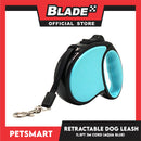 Retractable Dog Leash 11.5ft (3M) Cord with One Button Lock and Release for Up to 25lbs. Dog and Cats (Aqua Blue)