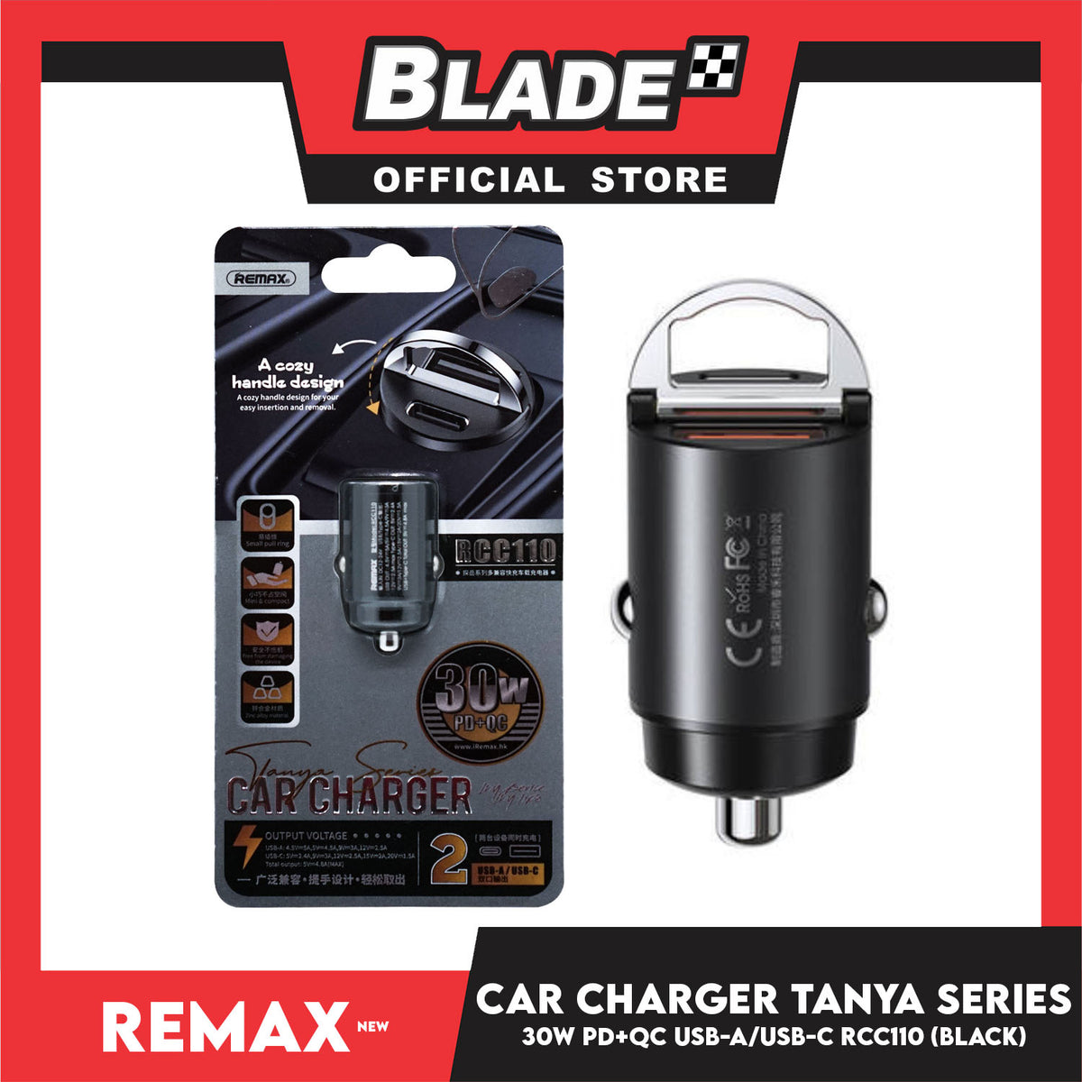 Remax Car Charger Tanya Series USB Dual Port 30W RCC110 (Black) Conversion Plug Car Charger