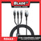 Remax Charging Cable 3-in-1 2A 1200mm RC-070th Type-C, Micro-Device & iPhone (Black) for Mobile phone, Smart Phone, Tablet, iPhone, iPad, 3 in 1