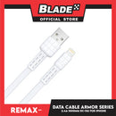 Remax Data Cable Armor Series 2.4A 1000mm RC-116i for iPhone (White) Compatible with iPhone Xs Max/XR/X/8/8 Plus/7/7+/6/6S Plus/5S/5 & iPad Series
