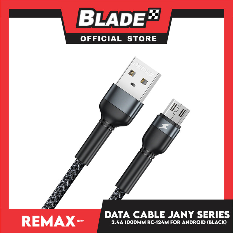 Remax Data Cable Jany Series 2.4A 1000mm RC-124m for Android (Black) Compatible with Samsung Galaxy S7 Edge/S7/S6, HTC, LG, Sony, Xbox One, PS4 & More