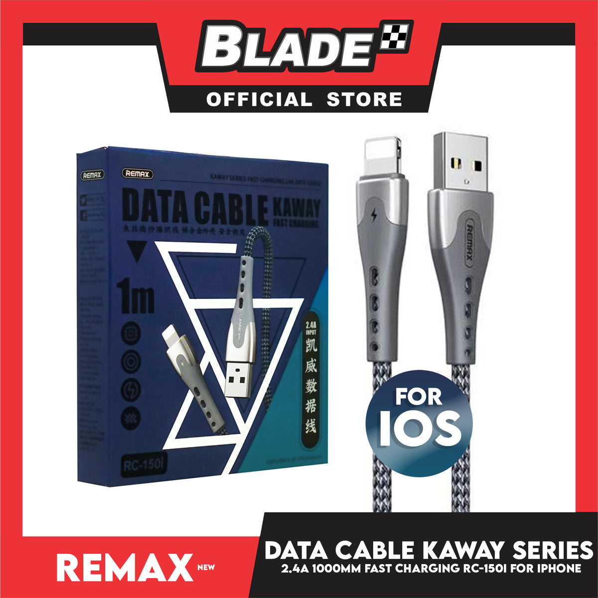 Remax Data Cable Kaway Series 2.4A 1000m RC-150i for Mobile Devices