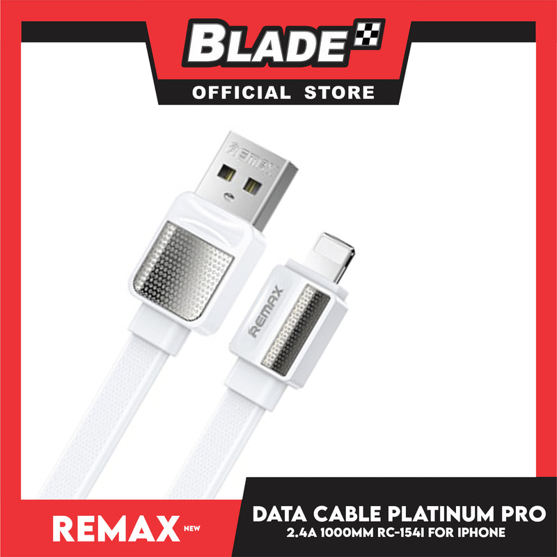 Remax Data Cable Plastic Shell 2.4A 1000mm RC-154i for iPhone (White) Compatible with iPhone Xs Max/XR/X/8/8 Plus/7/7+/6/6S Plus/5S/5 & iPad Series