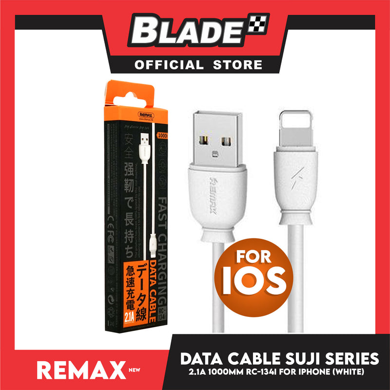 Remax Data Cable SWI Series 2.1A 1000mm RC-134i for iPhone (White) Compatible with iPhone Xs Max/XR/X/8/8 Plus/7/7+/6/6S Plus/5S/5 & iPad Series