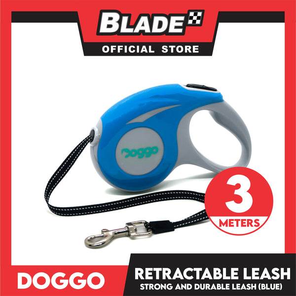 Doggo Retractable Leash 3M (Blue) Strong And Durable, In Comfort And Control Running And Convenient
