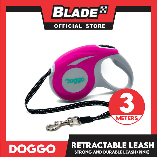 Doggo Retractable Leash 3M (Pink) Strong And Durable, In Comfort And Control Running And Convenient