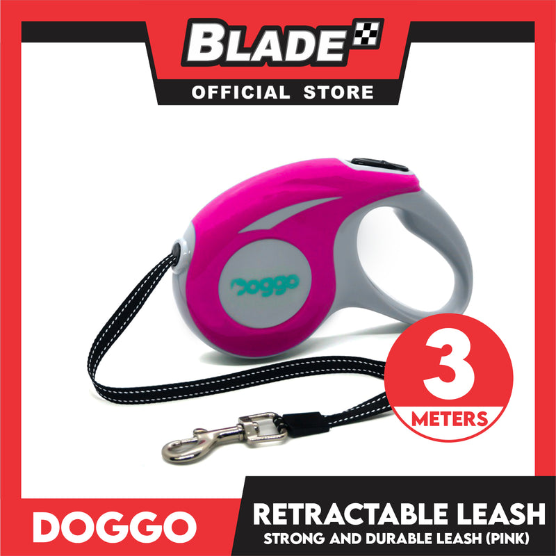 Doggo Retractable Leash 3M (Pink) Strong And Durable, In Comfort And Control Running And Convenient