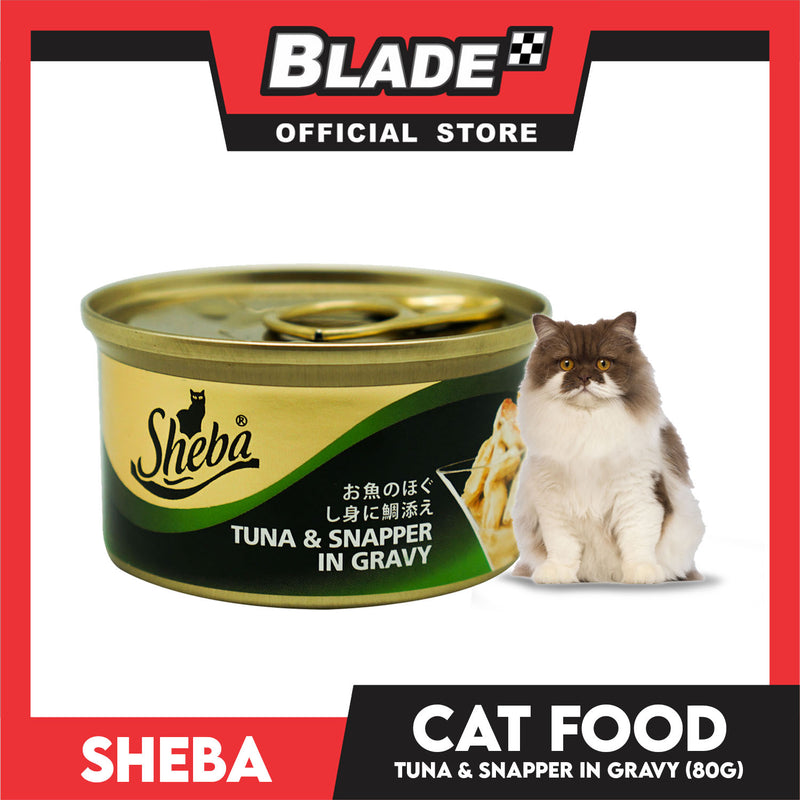 6pcs Sheba Succulent Tuna and Snapper in Gravy 85g Grain-Free Cat Wet Food