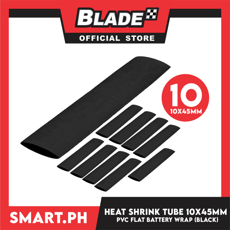 10pcs Heat Shrink Tube Wire Flat 10.0x45mm (Black) PVC Heat Shrink Tubing Insulated Wrap