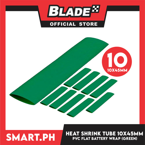 10pcs Heat Shrink Tube Wire Flat 10.0x45mm (Green) PVC Heat Shrink Tubing Insulated Wrap
