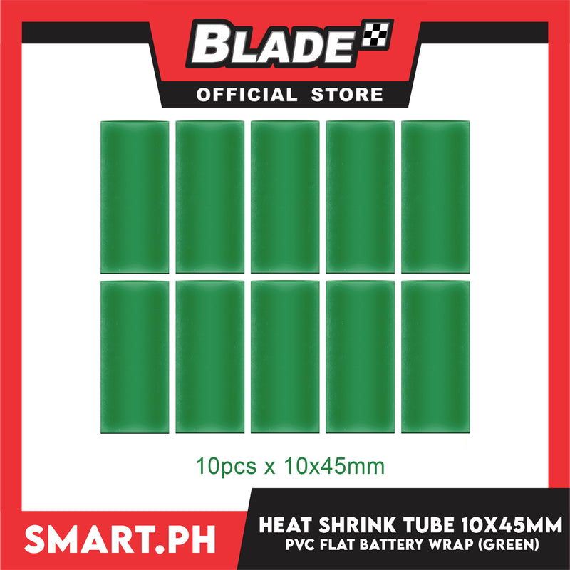 10pcs Heat Shrink Tube Wire Flat 10.0x45mm (Green) PVC Heat Shrink Tubing Insulated Wrap