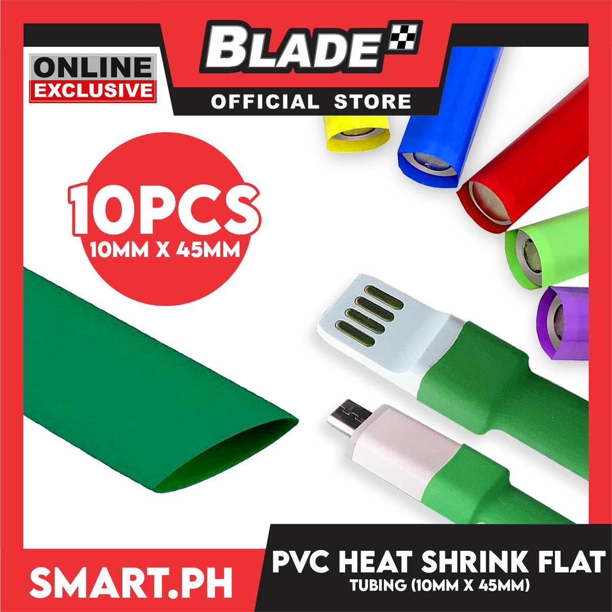 10pcs Heat Shrink Tube Wire Flat 10.0x45mm (Green) PVC Heat Shrink Tubing Insulated Wrap