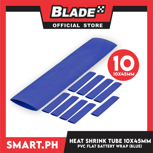 10pcs Heat Shrink Tube Wire Flat 10.0x45mm (Blue) PVC Heat Shrink Tubing Insulated Wrap