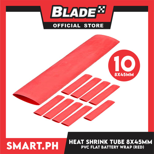 10pcs Heat Shrink Tube Wire Flat 8.0x45mm (Red) PVC Heat Shrink Tubing Insulated Wrap
