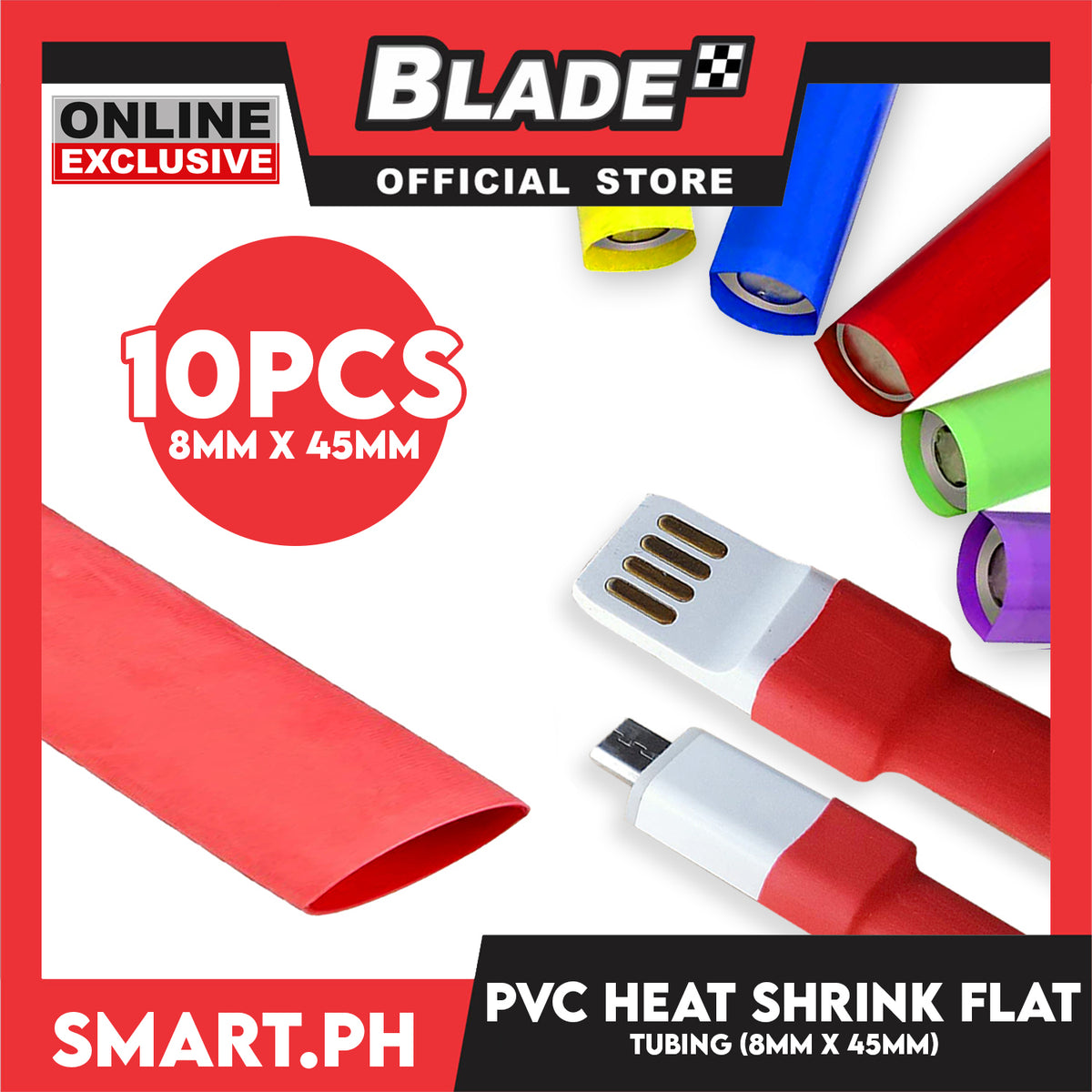 10pcs Heat Shrink Tube Wire Flat 8.0x45mm (Red) PVC Heat Shrink Tubing Insulated Wrap