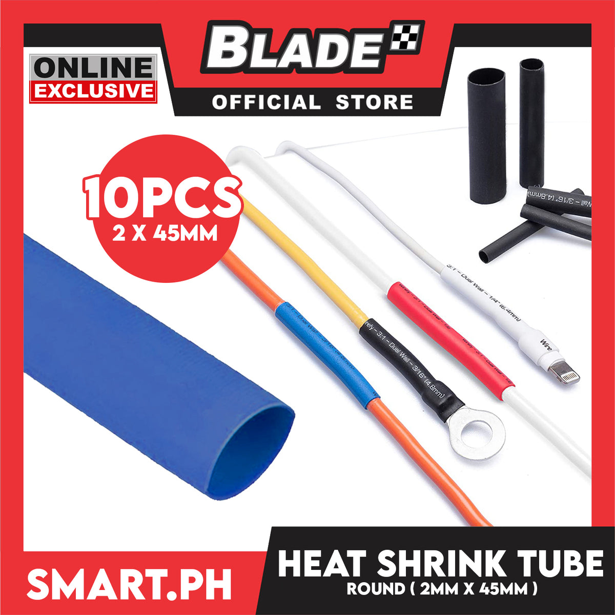10pcs Heat Shrink Tube Wire Round 2.0x45mm (Blue) Insulated Heat Shrink Tubing Cable Wrap