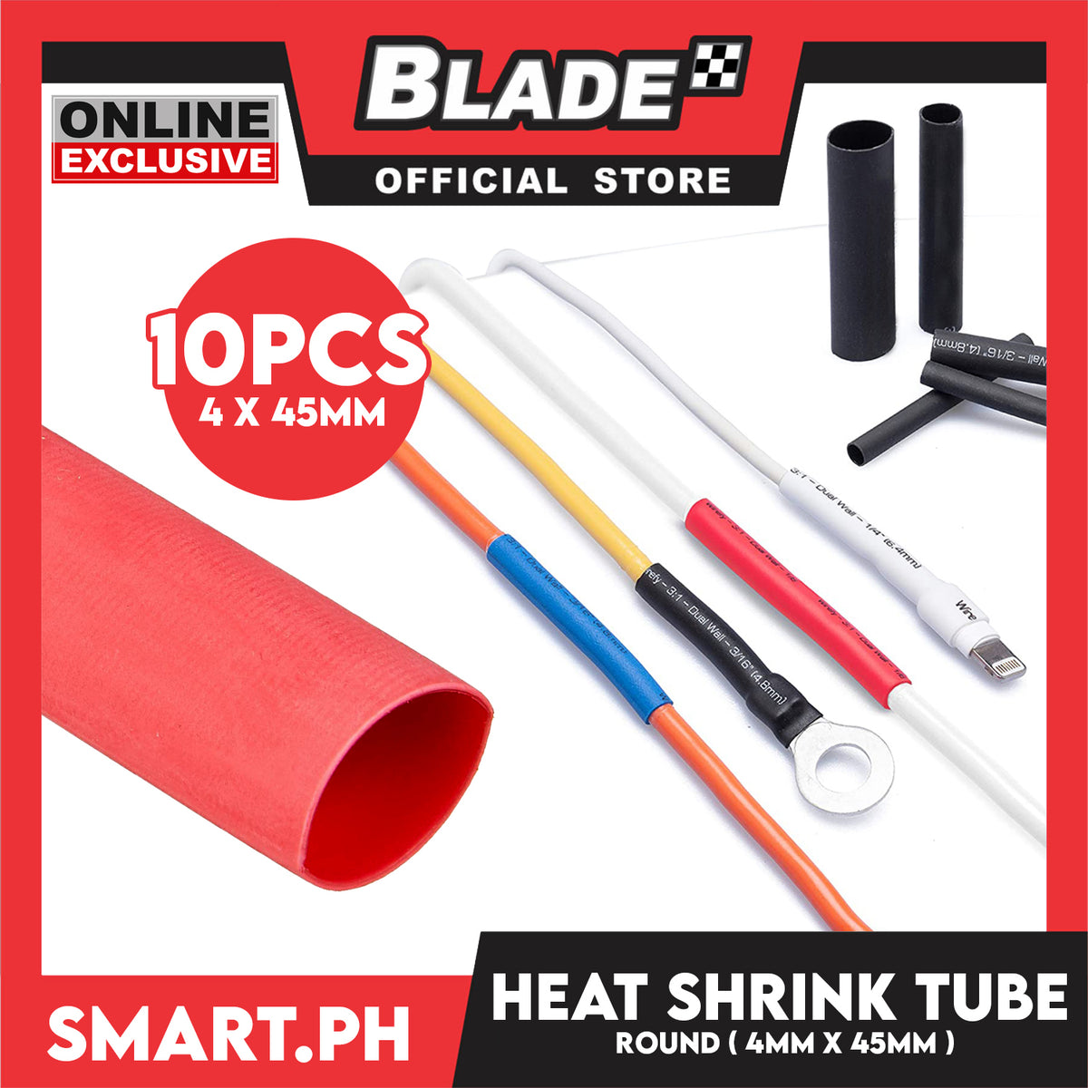 10pcs Heat Shrink Tube Wire Round 4.0x45mm (Red) Insulated Heat Shrink Tubing Cable Wrap