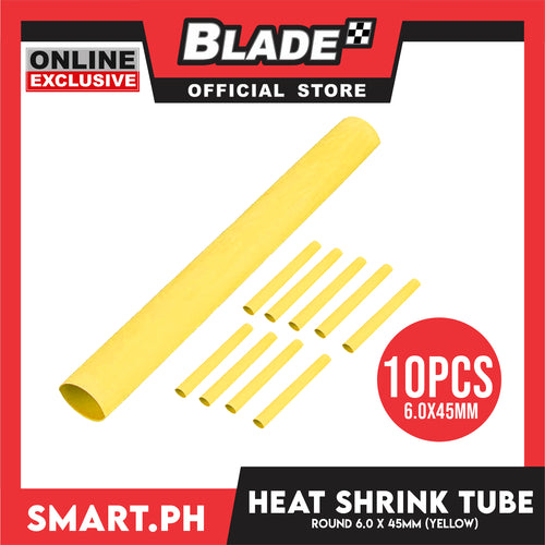 10pcs Heat Shrink Tube Wire Round 6.0x45mm (Yellow) Insulated Heat Shrink Tubing Cable Wrap