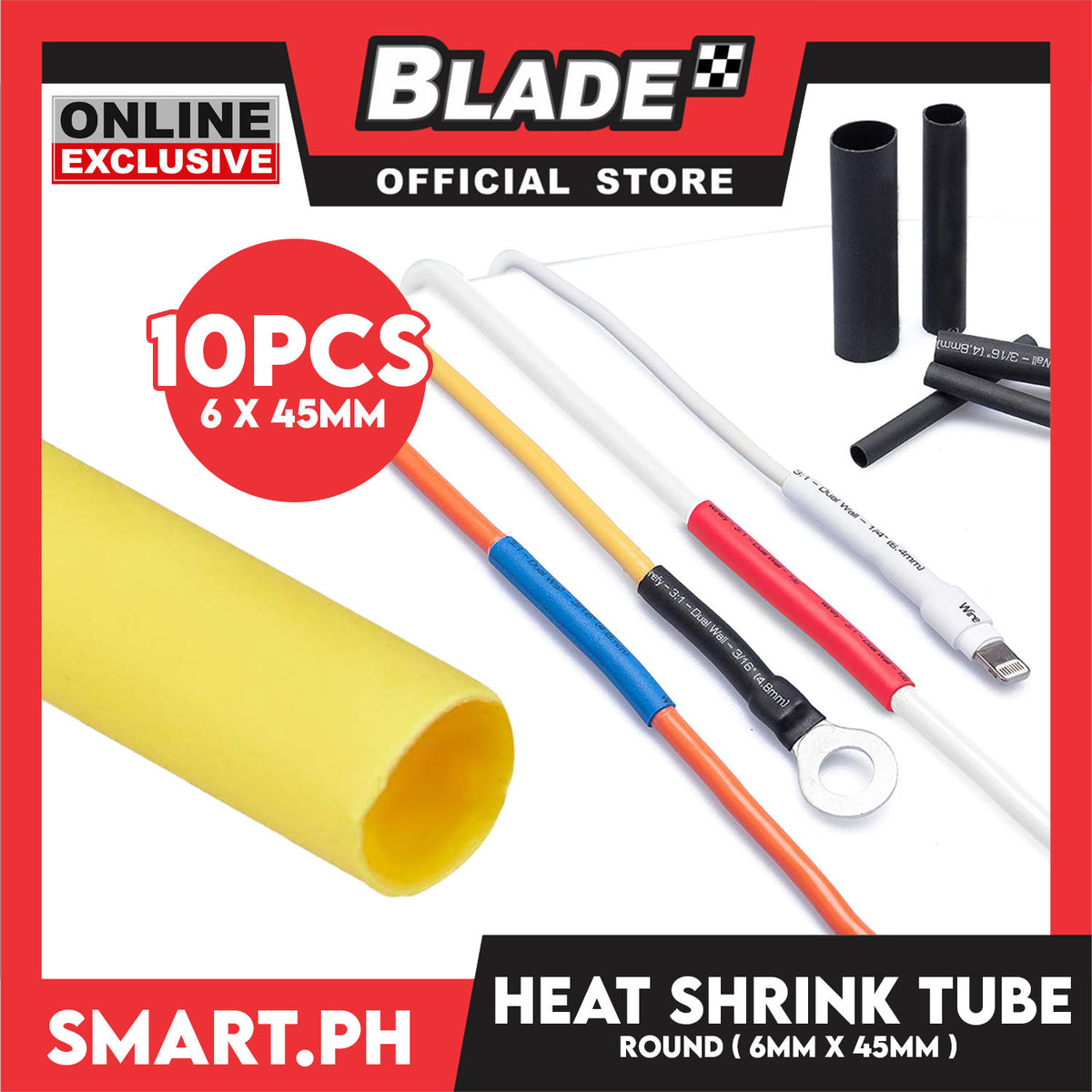 10pcs Heat Shrink Tube Wire Round 6.0x45mm (Yellow) Insulated Heat Shrink Tubing Cable Wrap
