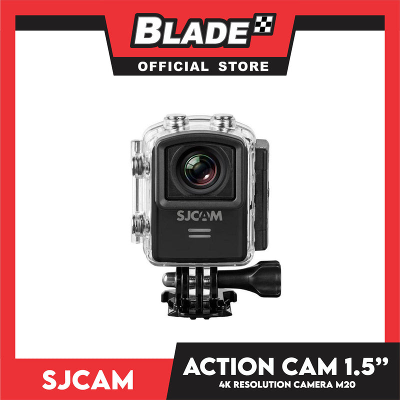SJCAM Action Camera 1.5' ' LCD Screen M20 Water Resistant, Gyro Stabilization, 24 FPS 4K Resolution Camera High Definition (Black) 166 Wide Angles, 16 Mega Pixel
