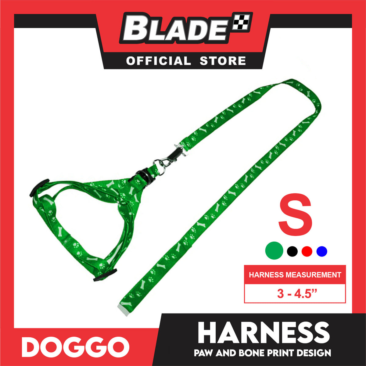 Doggo Harness Leash With Design Small Size (Green) Harness Leash for Your Puppy