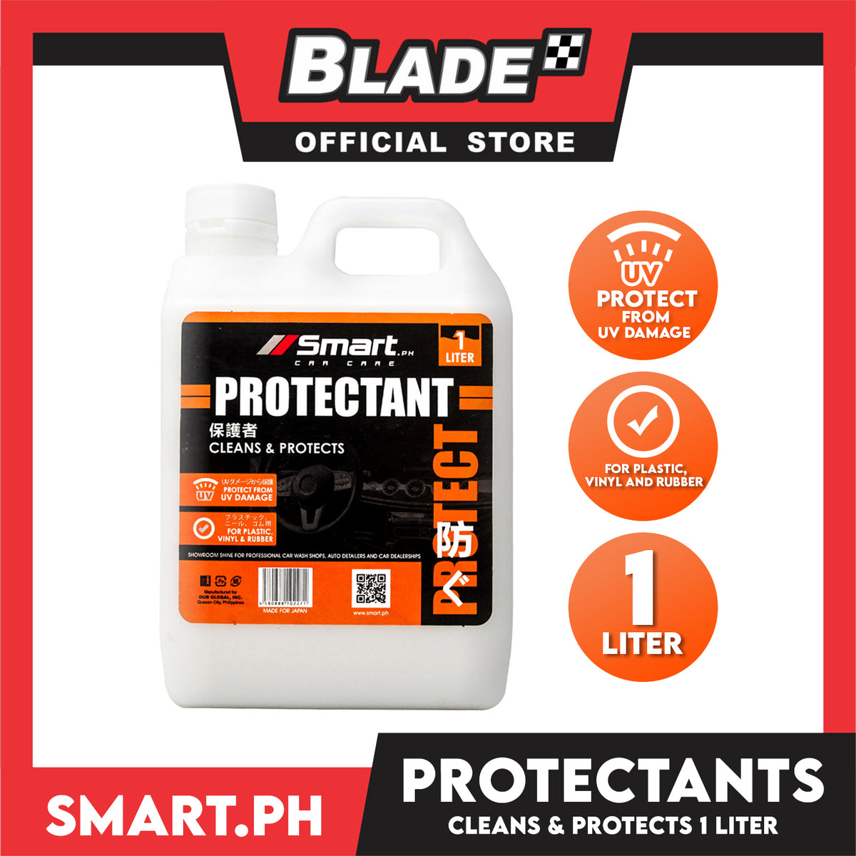 Smart Car Care Protectant 1 Liter Cleans & Protects Keeps Vinyl, Rubber, & Plastic Looking Newer, Prevents Fading And Cracking & Restores Lost Color And Luster
