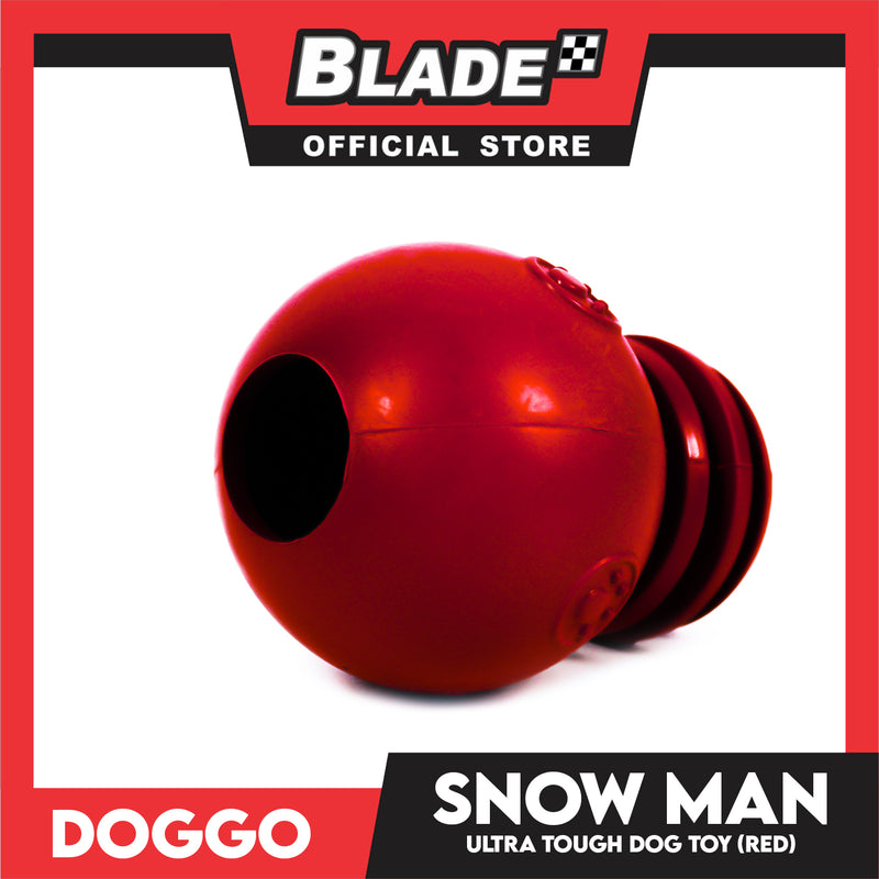 Doggo Snow Man (Red) Ultra Tough Rubber Dog Toy And Can Put Dog Treats Inside