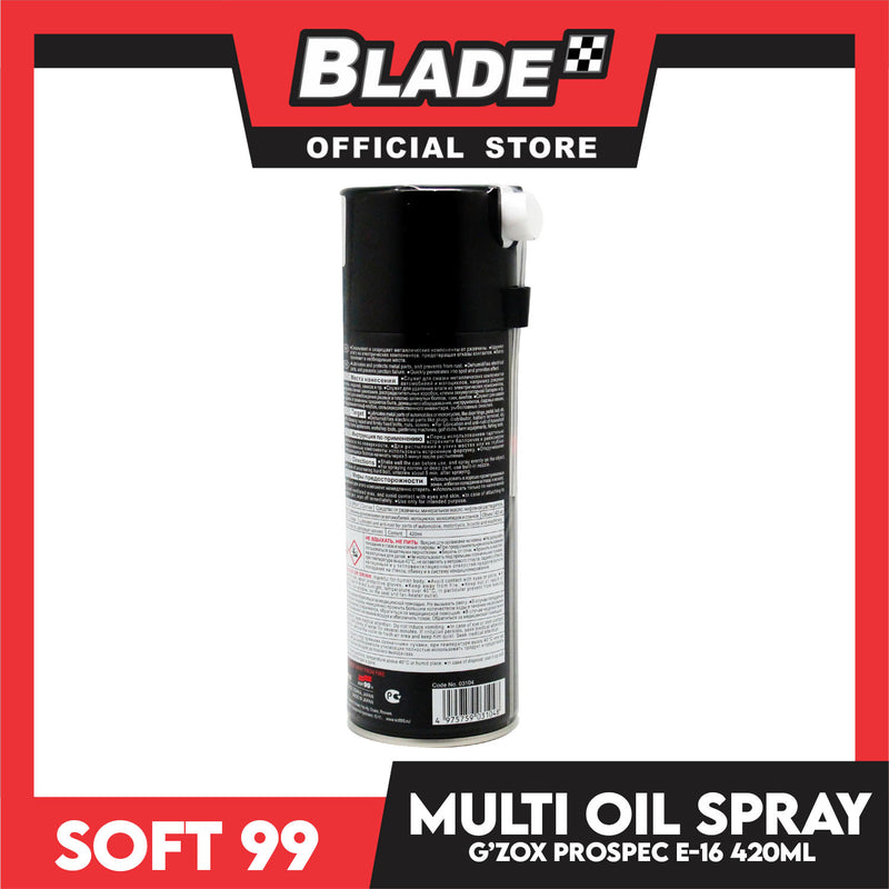 Soft99 Pro Spec G'zox Multi Oil Spray 420ml Lubricates, Protects Metal Parts And Prevents From Rust E-16