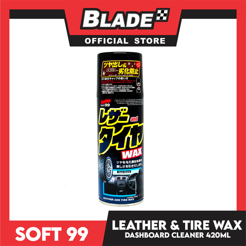 Soft99 Leather And Tire Wax 420ml Gloss Enhancing And Protecting Spray 02001