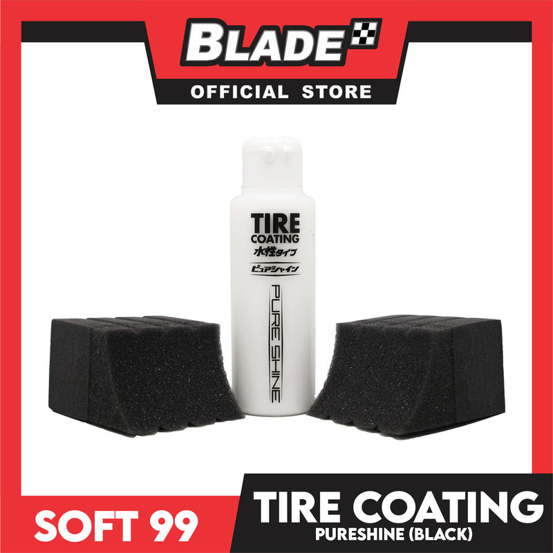 Soft99 Pure Shine Tire Coating Water-Based 100ml (Black) With 2pcs Pitaspo Sponges