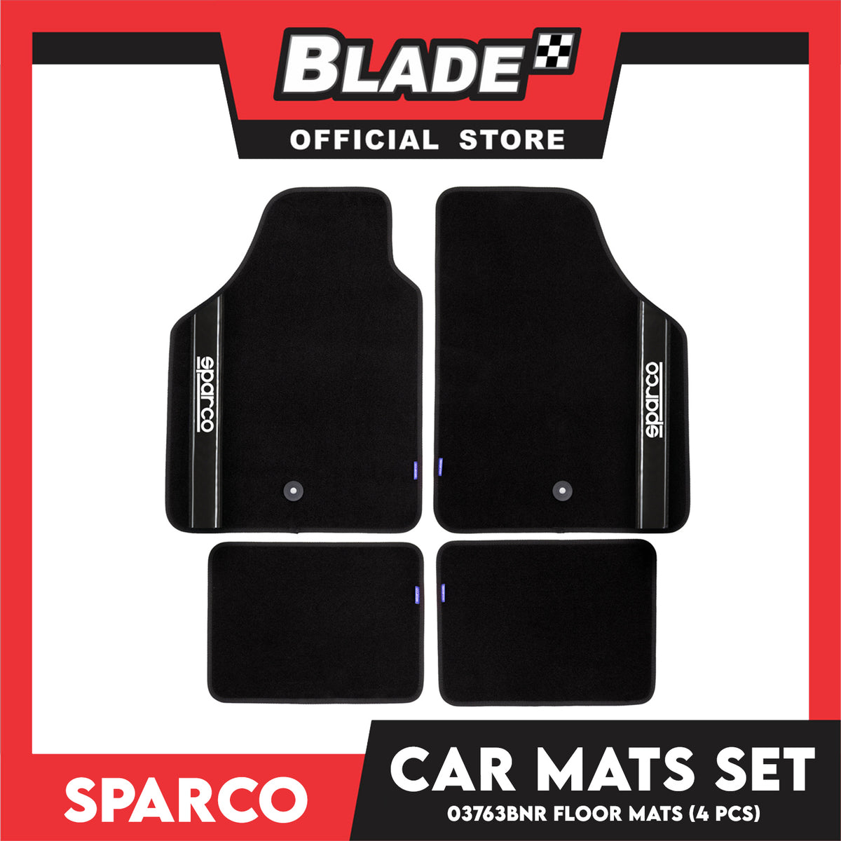 Sparco Car Mats, Floor Mats Set 4pcs 03763BNR (Black)