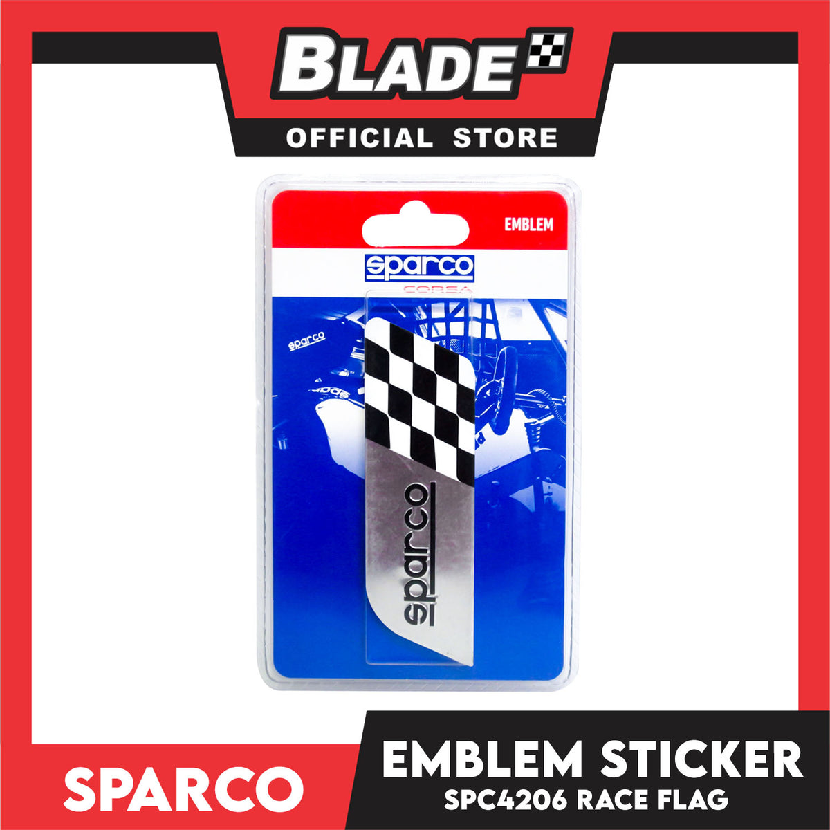 Sparco SPC4206 Corsa Emblem Sticker (Black/Checkered/Silver)
