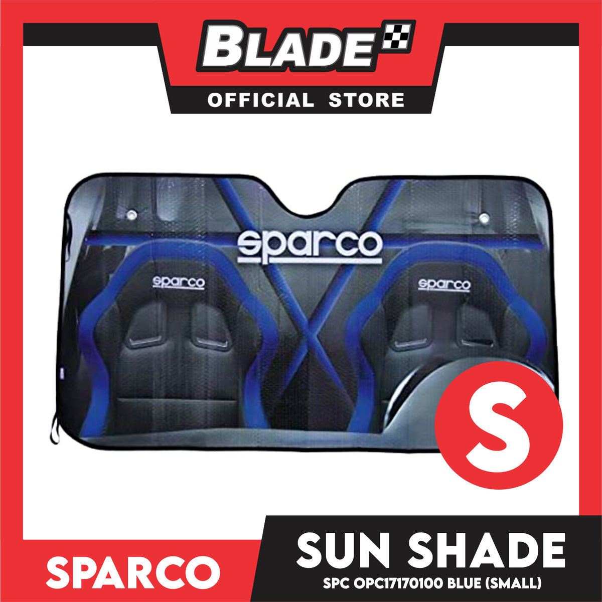 Sparco Car Sunshade Small OPC17170100 110x60cm LxW (Blue)