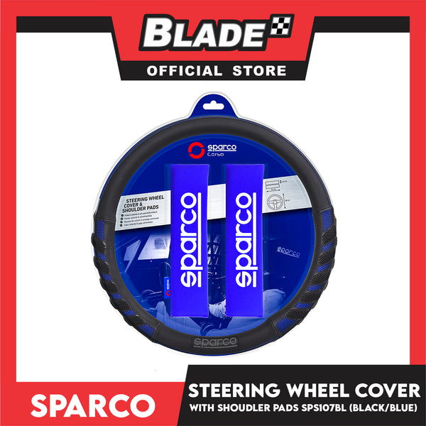 Sparco Steering Wheel Cover And Shoulder Pads (Black And Blue) SPS107BL