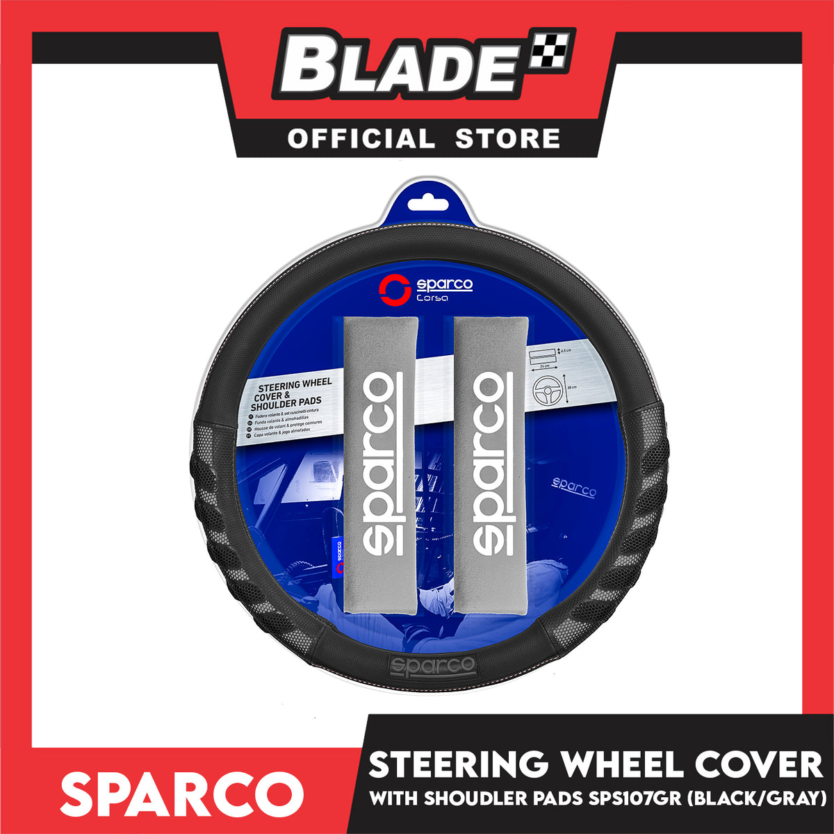 Sparco Steering Wheel Cover And Shoulder Pads (Black) SPS107GR