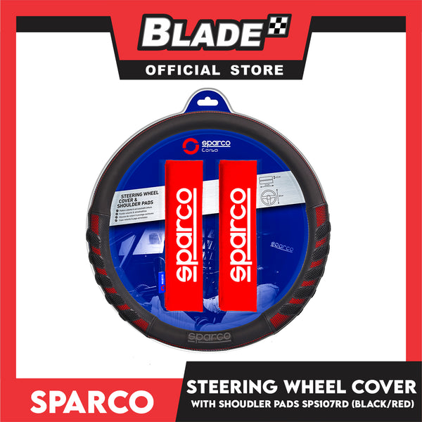 Sparco Steering Wheel Cover And Shoulder Pads (Black And Red) SPS107RD