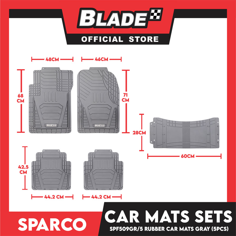 Sparco Car Mats Set Of 5pcs Universal And Quick Installation SPF509GR/5S (Gray) Rubber And Durable