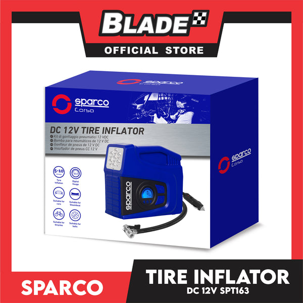 Sparco Tire Inflator DC 12V SPT163 Digital Gauge Suitable for Cars, Steamboat, Bicycle and Balls