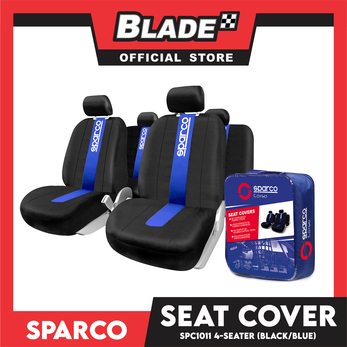 Sparco Seat Cover SPC1011 (Blue/Black) 4-Seater