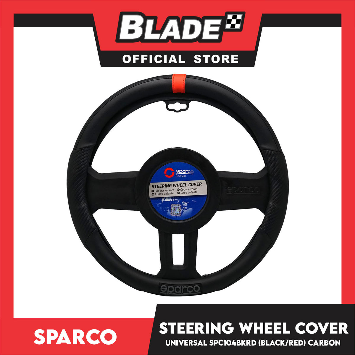 Sparco Steering Wheel Cover SPS104BKRD (Black/Red) for Toyota, Mitsubishi, Honda, Hyundai, Ford, Nissan, Suzuki, Isuzu, Kia, MG and more