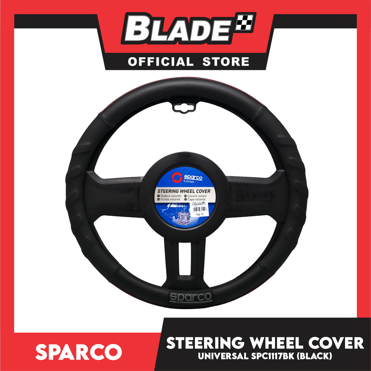 Sparco Steering Wheel Cover SPC1117BK (Black) for Toyota, Mitsubishi, Honda, Hyundai, Ford, Nissan, Suzuki, Isuzu, Kia, MG and more
