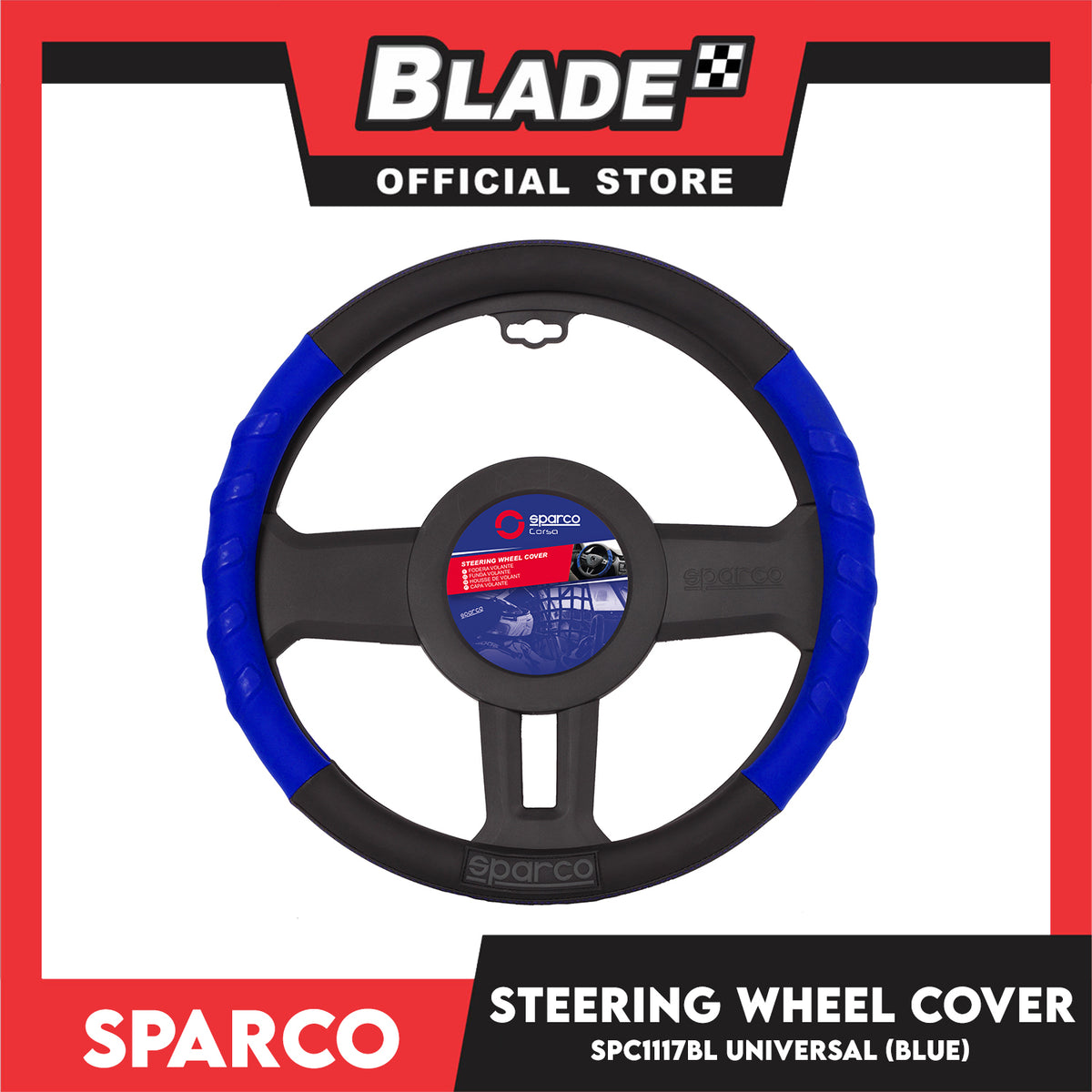 Sparco Steering Wheel Cover SPC1117BL (Blue) for Toyota, Mitsubishi, Honda, Hyundai, Ford, Nissan, Suzuki, Isuzu, Kia, MG and more