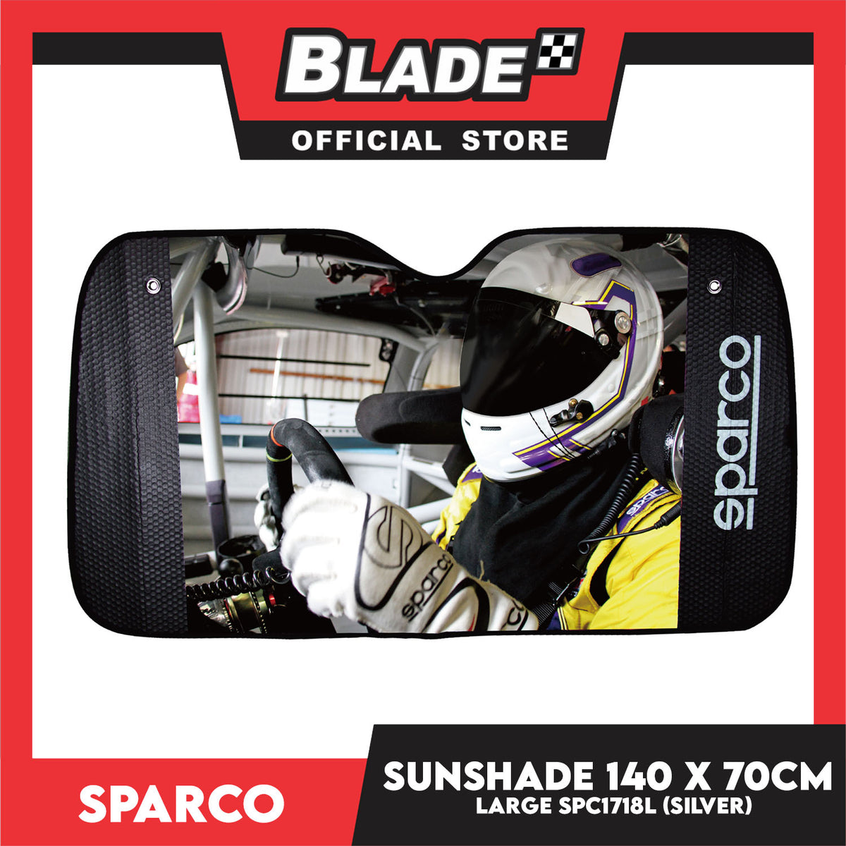 Sparco Sunshade SPC1718L 140 x 70cm Large (Silver) Fits Most Windshields