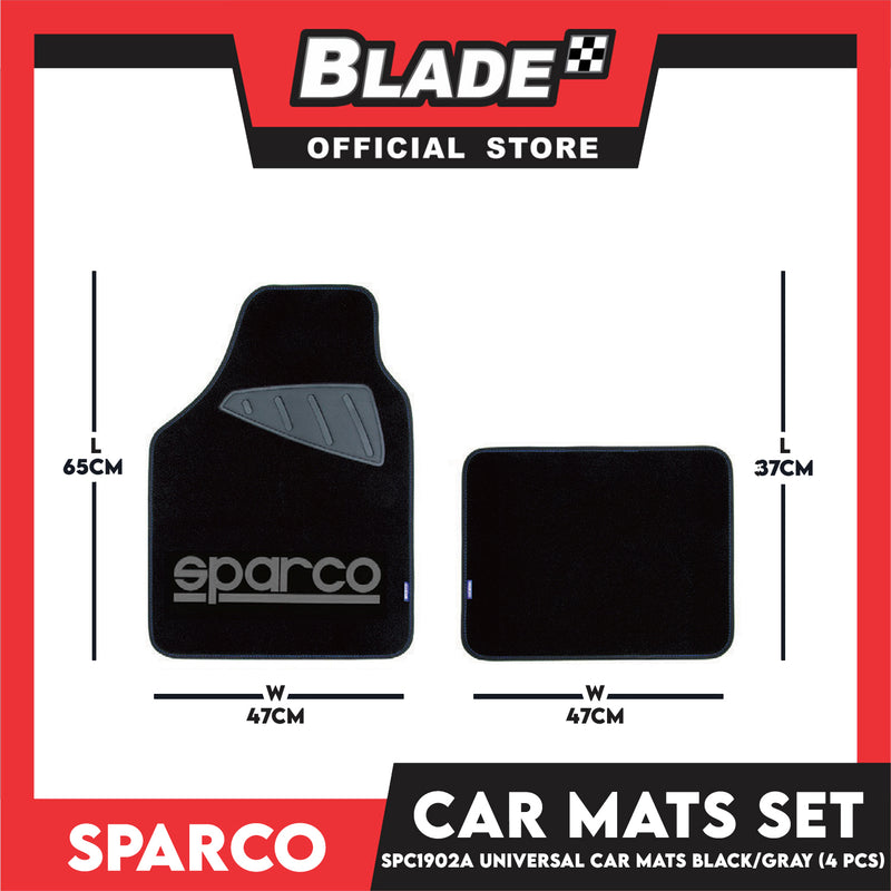 Sparco Car Mats Set Of 4pcs Universal And Quick Installation SPC1902A (Black/Grey) Rubber And Durable