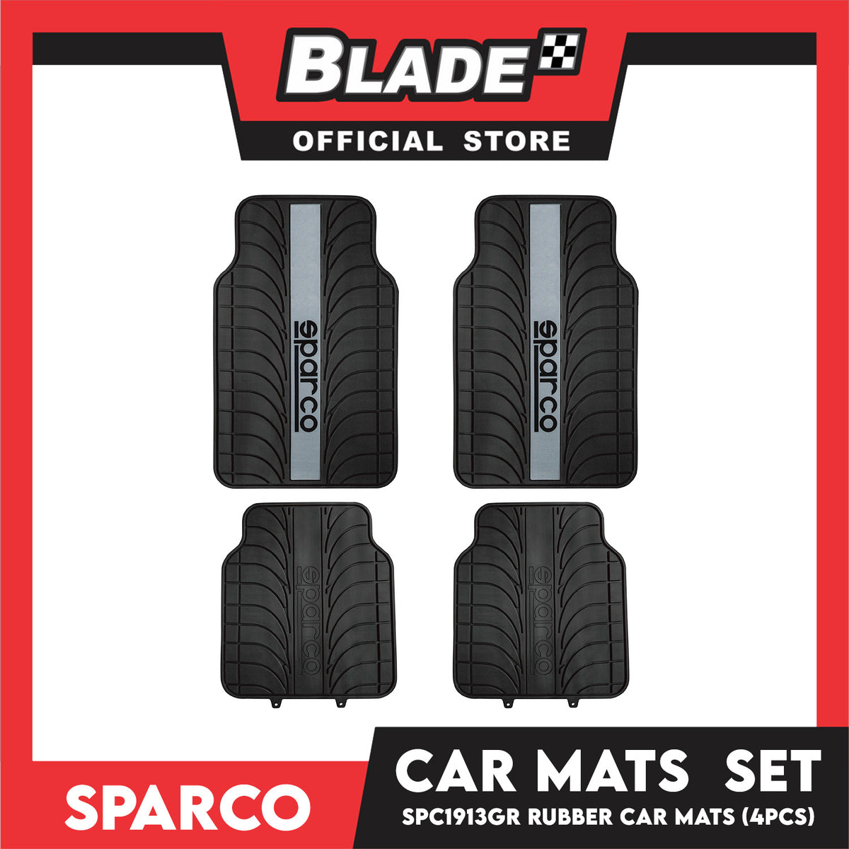 Sparco Car Mats Set Of 4pcs Universal And Quick Installation SPC1913GR (Gray) Rubber And Durable
